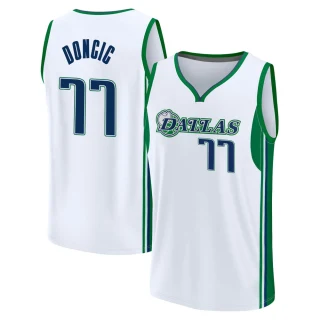 Men's Luka Doncic Dallas Mavericks White Fast Break 2021/22 Replica City Edition Jersey