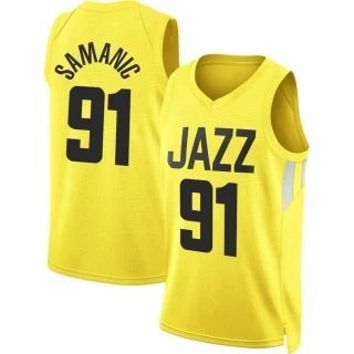 Men's Luka Samanic Utah Jazz Gold Swingman 2022/23 City Edition Jersey