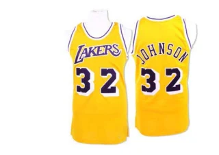 Men's Magic Johnson Los Angeles Lakers Gold Authentic Throwback Jersey