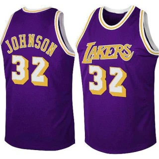 Men's Magic Johnson Los Angeles Lakers Purple Authentic Throwback Jersey