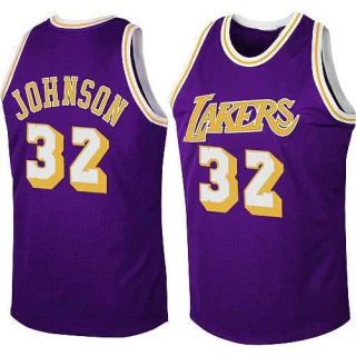 Men's Magic Johnson Los Angeles Lakers Purple Swingman Throwback Jersey