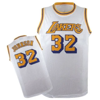 Men's Magic Johnson Los Angeles Lakers White Authentic Throwback Jersey