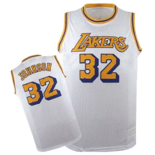 Men's Magic Johnson Los Angeles Lakers White Swingman Throwback Jersey