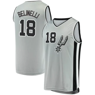 Men's Marco Belinelli San Antonio Spurs Fast Break Silver Jersey - Statement Edition