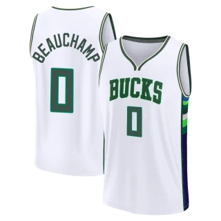 Men's MarJon Beauchamp Milwaukee Bucks White Fast Break 2021/22 Replica City Edition Jersey