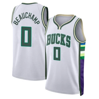 Men's MarJon Beauchamp Milwaukee Bucks White Swingman 2021/22 City Edition Jersey