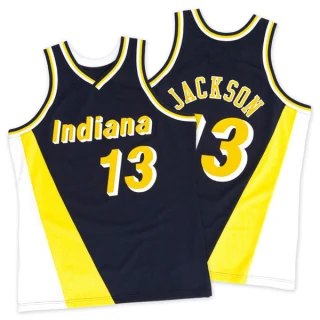 Men's Mark Jackson Indiana Pacers Navy/Gold Authentic Throwback Jersey