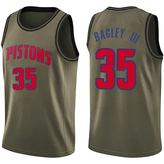 Men's Marvin Bagley III Detroit Pistons Green Swingman Salute to Service Jersey