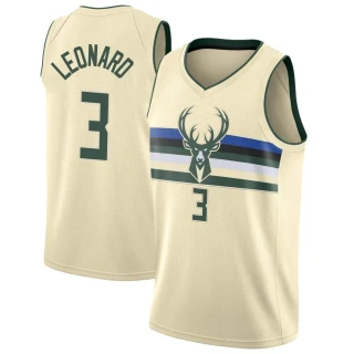 Men's Meyers Leonard Milwaukee Bucks Cream Swingman Jersey - City Edition