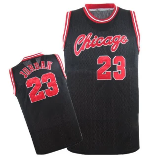 Men's Michael Jordan Chicago Bulls Black Authentic Crabbed Typeface Throwback Jersey