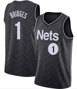 Men's Mikal Bridges Brooklyn Nets Black Swingman 2020/21 Jersey - Earned Edition