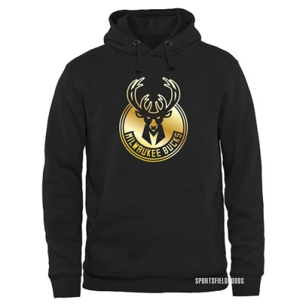 Men's Milwaukee Bucks Gold Collection Pullover Hoodie - Black