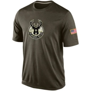 Men's Milwaukee Bucks Olive Salute To Service KO Performance Dri-FIT T-Shirt