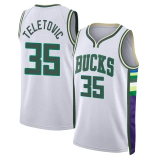 Men's Mirza Teletovic Milwaukee Bucks White Swingman 2021/22 City Edition Jersey