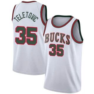 Men's Mirza Teletovic Milwaukee Bucks White Swingman Fashion Hardwood Classics Jersey