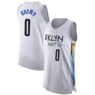Men's Moses Brown Brooklyn Nets White Authentic 2022/23 City Edition Jersey