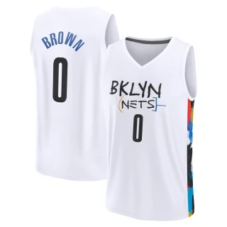 Men's Moses Brown Brooklyn Nets White Fast Break 2022/23 City Edition Jersey