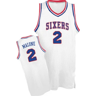 Men's Moses Malone Philadelphia 76ers White Authentic Throwback Jersey