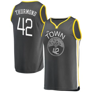 Men's Nate Thurmond Golden State Warriors Gold Fast Break Charcoal Jersey - Statement Edition