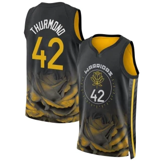 Men's Nate Thurmond Golden State Warriors Gold Swingman Black 2022/23 City Edition Jersey