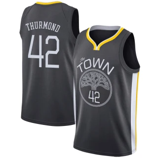 Men's Nate Thurmond Golden State Warriors Gold Swingman Black Jersey - Statement Edition