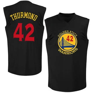 Men's Nate Thurmond Golden State Warriors Gold Swingman Black New Fashion Jersey