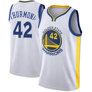 Men's Nate Thurmond Golden State Warriors Gold Swingman White Jersey - Association Edition