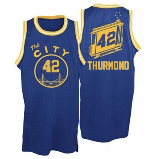 Men's Nate Thurmond Golden State Warriors Royal Blue Authentic Throwback The City Jersey