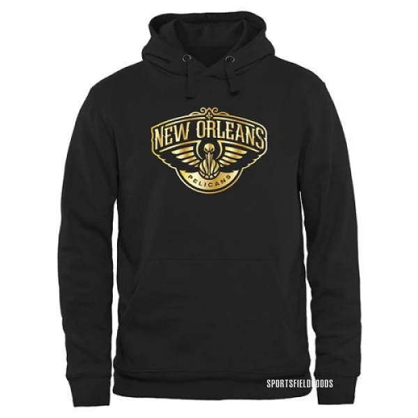 Men's New Orleans Pelicans Gold Collection Pullover Hoodie - Black