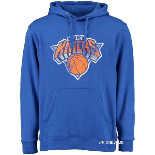 Men's New York Knicks Blue Distressed Hoodie -