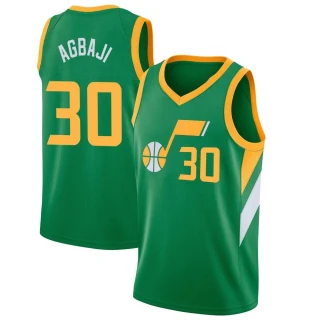 Men's Ochai Agbaji Utah Jazz Green Swingman 2020/21 Jersey - Earned Edition