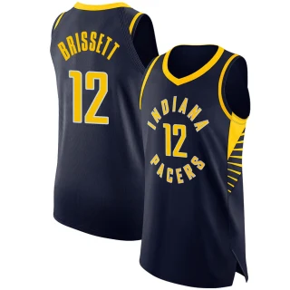 Men's Oshae Brissett Indiana Pacers Navy Authentic Jersey - Icon Edition