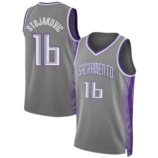 Men's Peja Stojakovic Sacramento Kings Anthracite Swingman 2022/23 City Edition Jersey