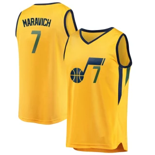 Men's Pete Maravich Utah Jazz Gold Fast Break Jersey - Statement Edition
