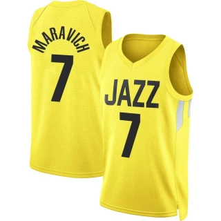 Men's Pete Maravich Utah Jazz Gold Swingman 2022/23 City Edition Jersey