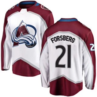 Men's Peter Forsberg Colorado Avalanche White Breakaway Away Jersey