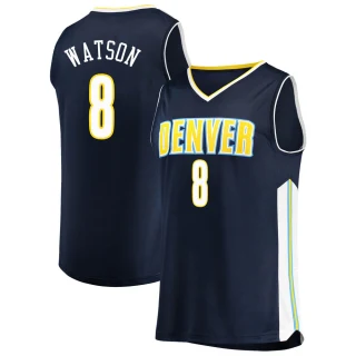 Men's Peyton Watson Denver Nuggets Navy Fast Break Jersey - Icon Edition