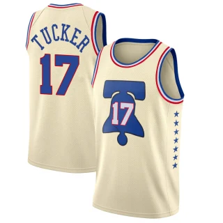 Men's P.J. Tucker Philadelphia 76ers Cream Swingman 2020/21 Jersey - Earned Edition