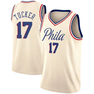 Men's P.J. Tucker Philadelphia 76ers Cream Swingman Jersey - City Edition