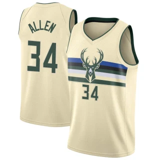 Men's Ray Allen Milwaukee Bucks Cream Swingman Jersey - City Edition