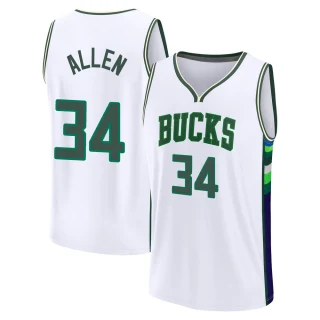 Men's Ray Allen Milwaukee Bucks White Fast Break 2021/22 Replica City Edition Jersey