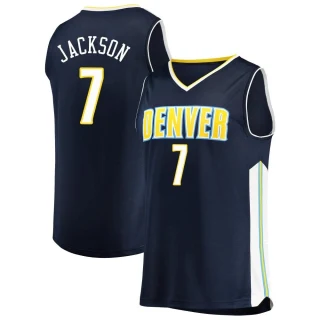 Men's Reggie Jackson Denver Nuggets Navy Fast Break Jersey - Icon Edition