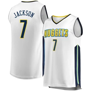 Men's Reggie Jackson Denver Nuggets White Fast Break Jersey - Association Edition