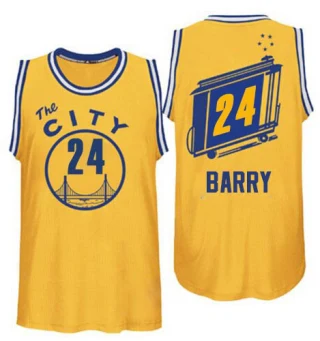 Men's Rick Barry Golden State Warriors Gold Authentic Throwback The City Jersey