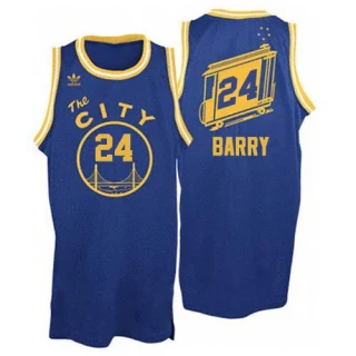 Men's Rick Barry Golden State Warriors Royal Blue Authentic Throwback The City Jersey