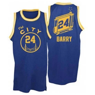 Men's Rick Barry Golden State Warriors Royal Blue Swingman Throwback The City 2017 The Finals Patch Jersey