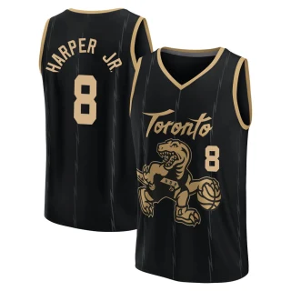 Men's Ron Harper Jr. Toronto Raptors Black Fast Break 2021/22 Replica City Edition Jersey
