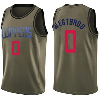Men's Russell Westbrook Los Angeles Clippers Green Swingman Salute to Service Jersey