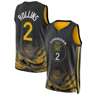 Men's Ryan Rollins Golden State Warriors Gold Swingman Black 2022/23 City Edition Jersey