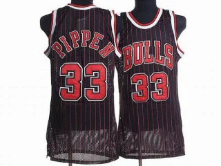Men's Scottie Pippen Chicago Bulls Black/Red Authentic Strip Throwback Jersey